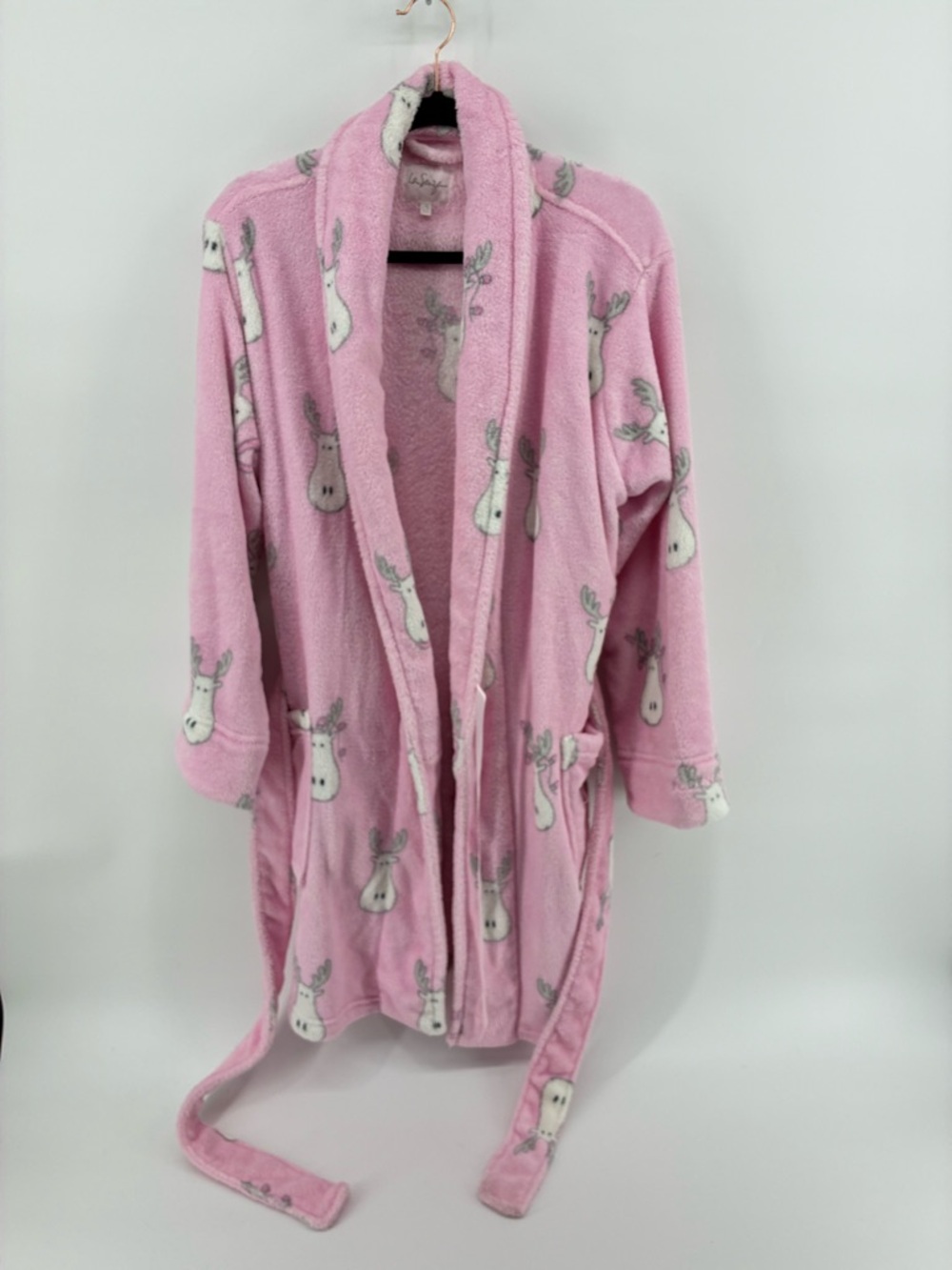 La SENZA Pink Bunny Print Robe Plush Mini